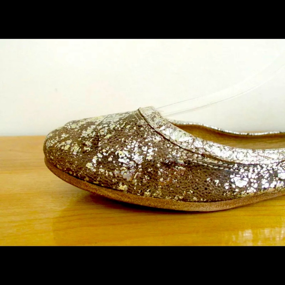 Frye Carson Metallic Gold Crackle Ballet Flat 8.5